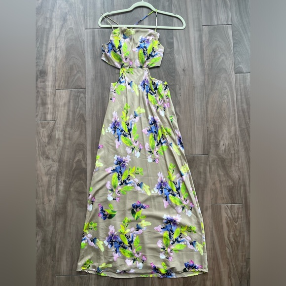 Astr the Label Colette Floral Satin Cutout Midi Dress - Picture 5 of 10